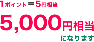 1ポイント=5円相当 5,000円相当になります