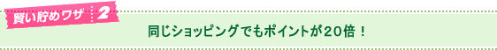 同じショッピングでもポイントが20倍！