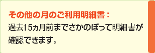 その他の月のご利用明細書：過去6ヶ月前までさかのぼって明細書が確認できます。