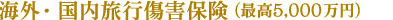 海外・国内旅行傷害保険（最高5,000万円）