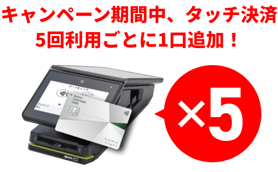 キャンペーン期間中、タッチ決済5回利用ごとに1口追加！
