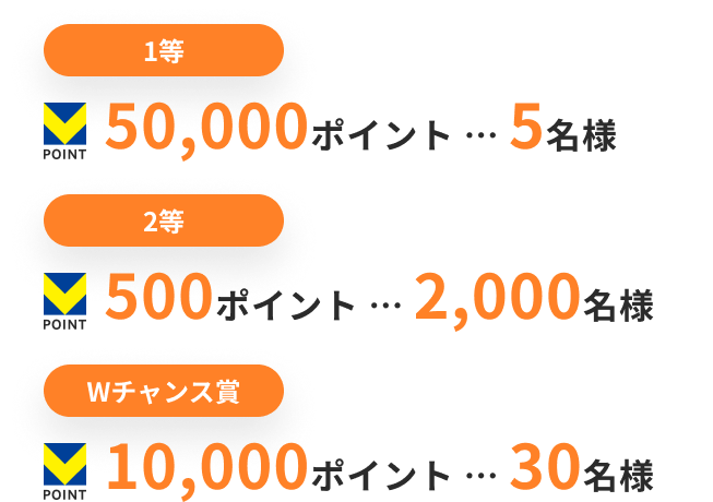 Wチャンス賞は4万円(税込)以上利用かつ、定期払いチャンス加盟店で1回以上ご利用した方が対象となります。