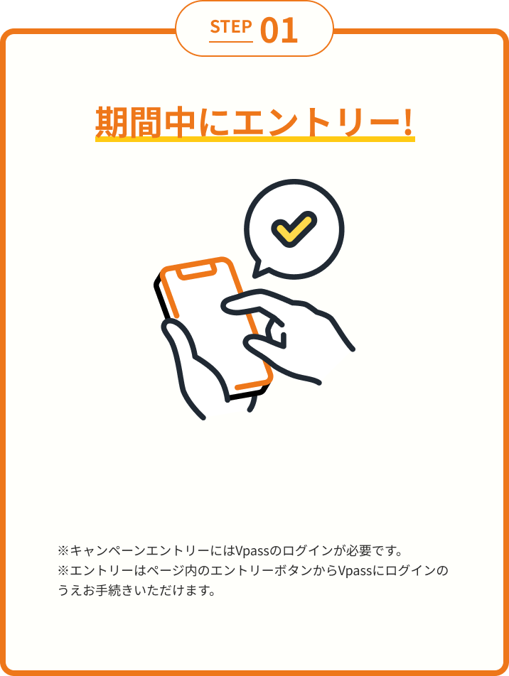 STEP 1 キャンペーン期間中にエントリー!