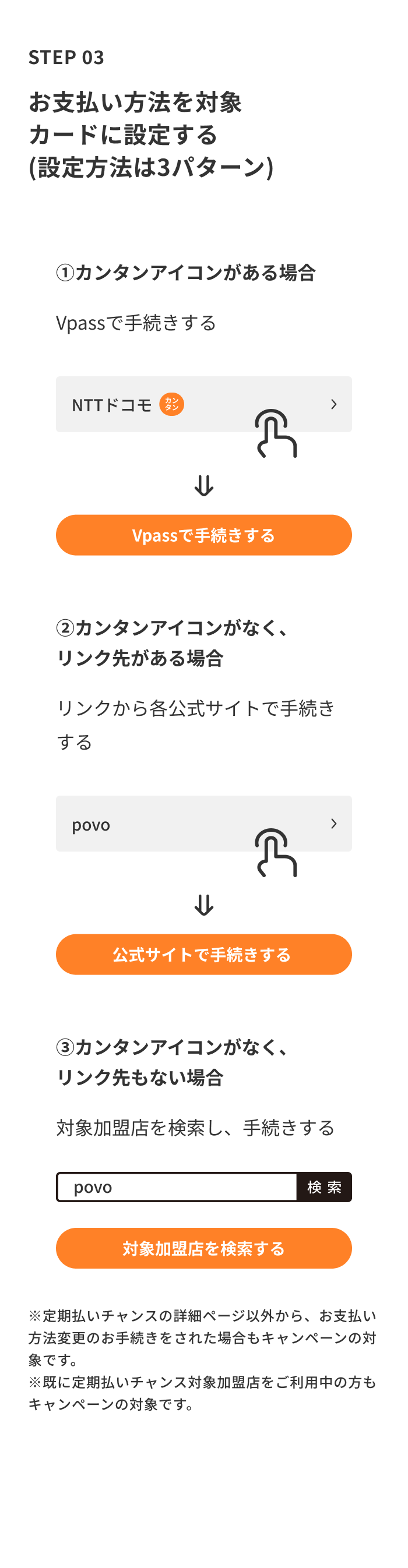 STEP 03 お支払い方法を対象カードに設定する