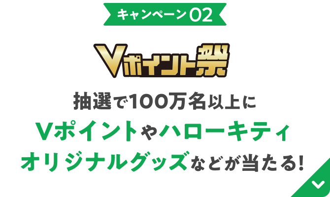Vポイント祭抽選で100万名以上にVポイントやハローキティ オリジナルグッズなどが当たる!