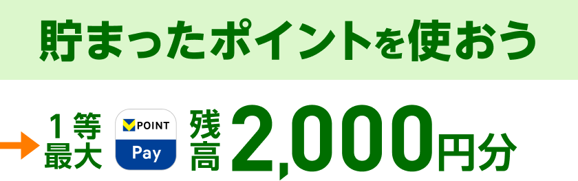 貯まったポイントを使おう 1等最大 残高2,000円分