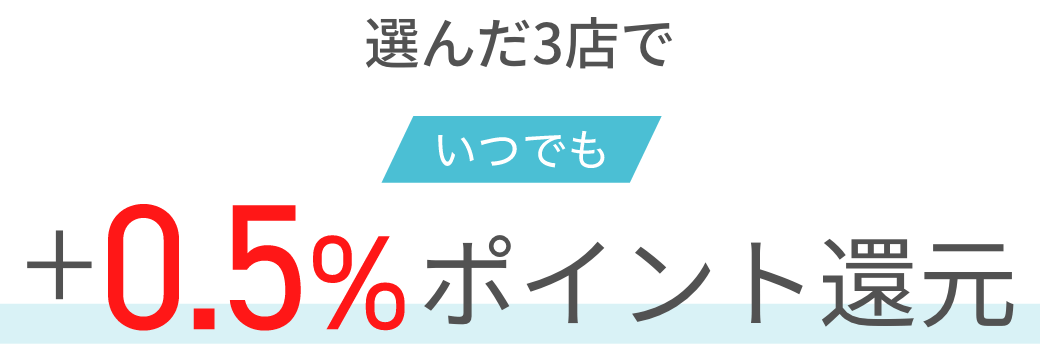 選んだ3店でいつでも+0.5%ポイント還元