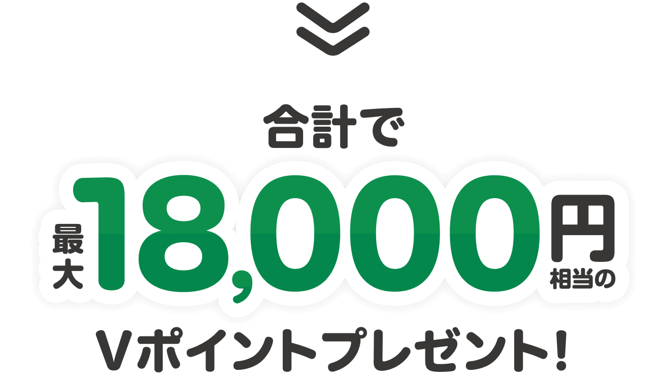 合計で最大18,000円相当のVポイントプレゼント！