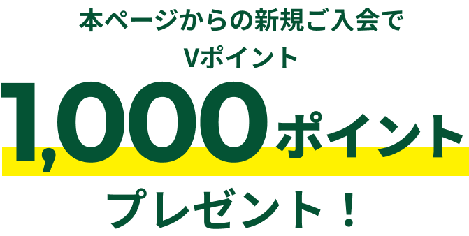 本ページからの新規ご入会でVポイント1000ポイントプレゼント