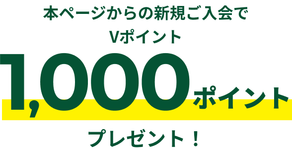 本ページからの新規ご入会でVポイント1000ポイントプレゼント