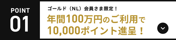 POINT01 ゴールド（NL）会員さま限定！年間100万円のご利用で10,000ポイント進呈！