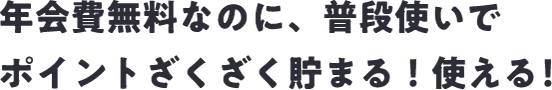 年会費無料なのに、普段使いでポイントがザクザク貯まる！使える！