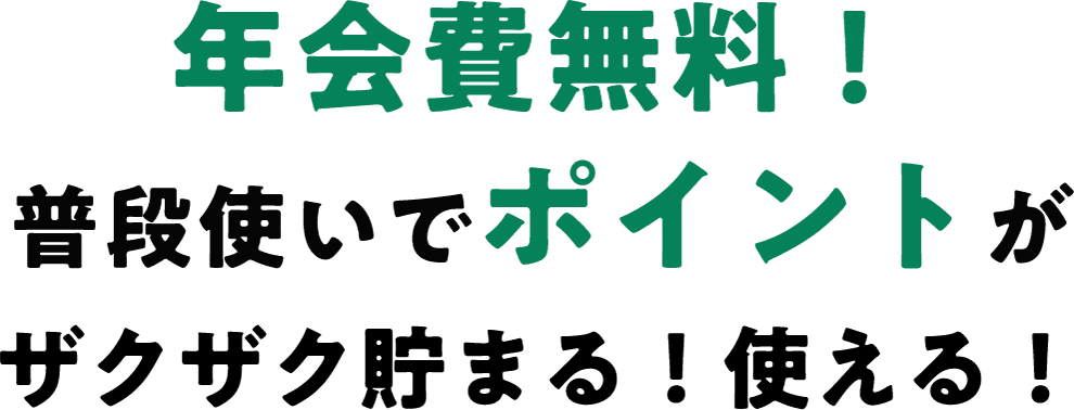 年会費無料！普段使いでポイントがザクザク貯まる！使える！