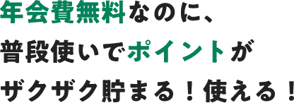 年会費無料なのに、普段使いでポイントがザクザク貯まる！使える！