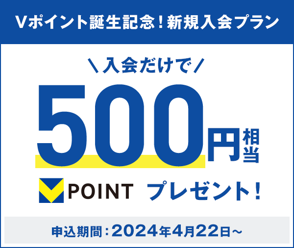 Vポイント誕生記念！新規入会プラン 入会だけで500円相当Vポイントプレゼント！