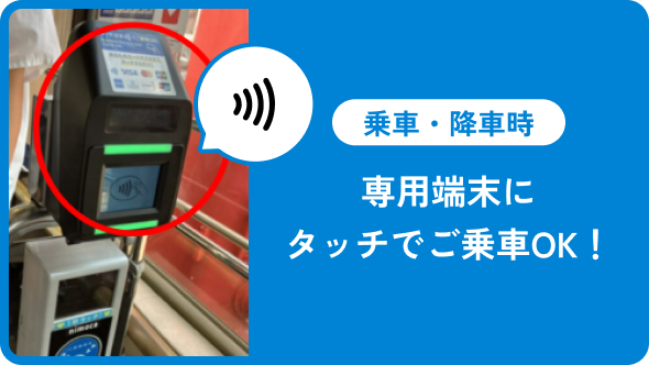 購入時と同じカード or iPhoneをタッチして乗車
