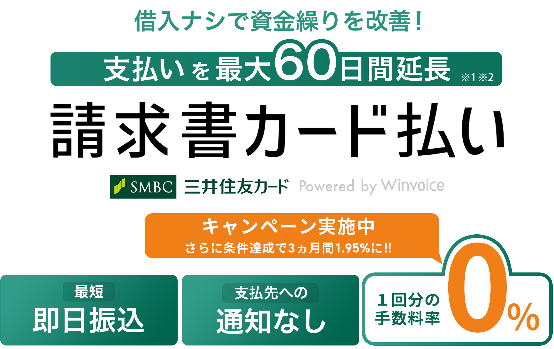 三井住友カード 請求書カード払い Powered by Winvoice 支払い期間を延ばして資金繰りのお悩み解決！
