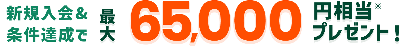 新規入会&条件達成で最大65,000円相当※プレゼント！
