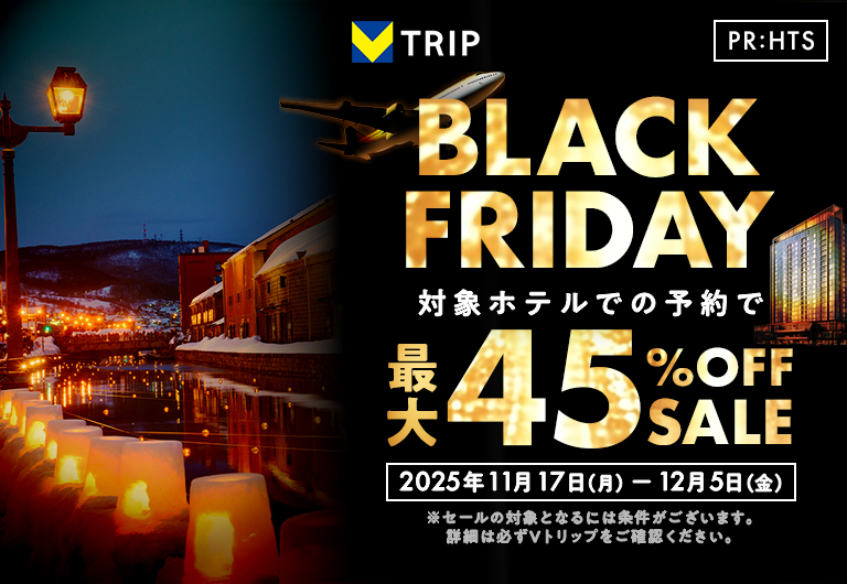 ブラックフライデーはVトリップで旅行予約しよう♪対象ホテルでの予約で最大45％OFF！Vトリップブラックフライデーセール！
