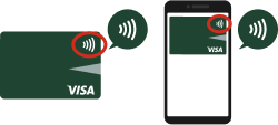非接触対応マークがついてるカードまたはスマートフォンで イメージ