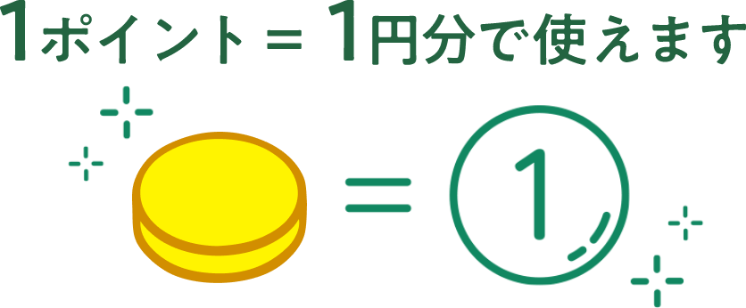 1ポイント＝ 1円分で使えます