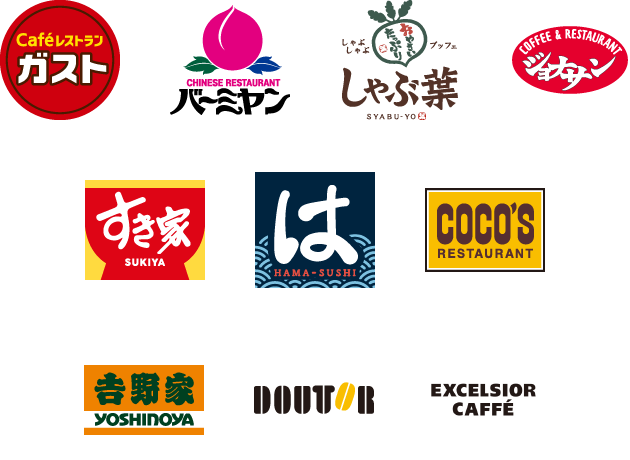 対象店舗のロゴ一覧