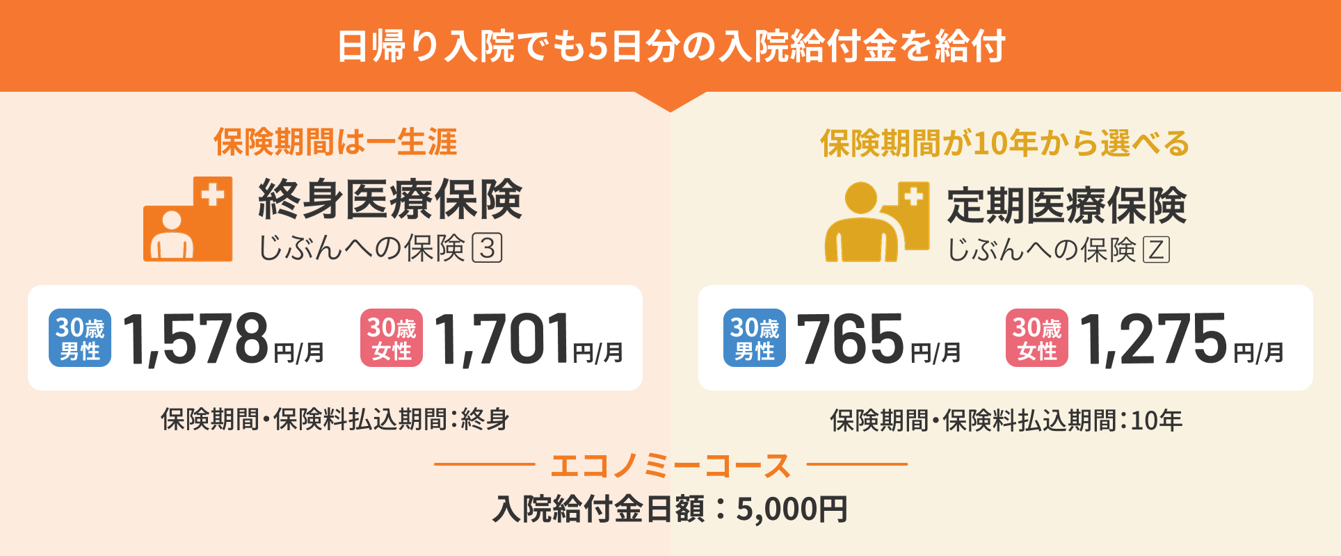 終身医療保険（じぶんへの保険3）・定期医療保険（じぶんへの保険Z）