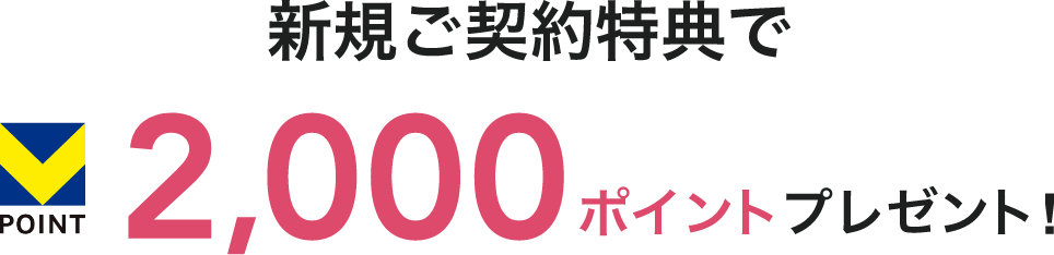 新規ご契約特典でＶ POINT 2,000ポイントプレゼント!