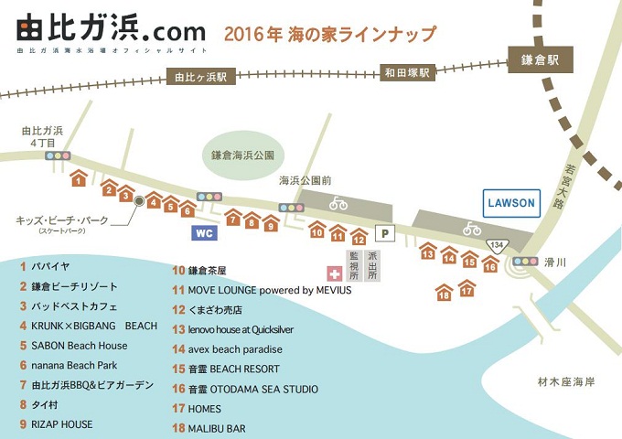 <由比ガ浜.com 2016海のラインナップ>