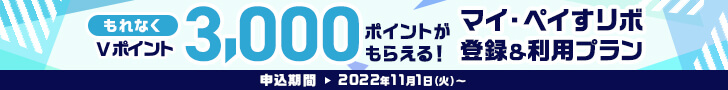 Vポイント3,000ポイントがもらえる！マイ・ペイすリボ登録＆利用プラン