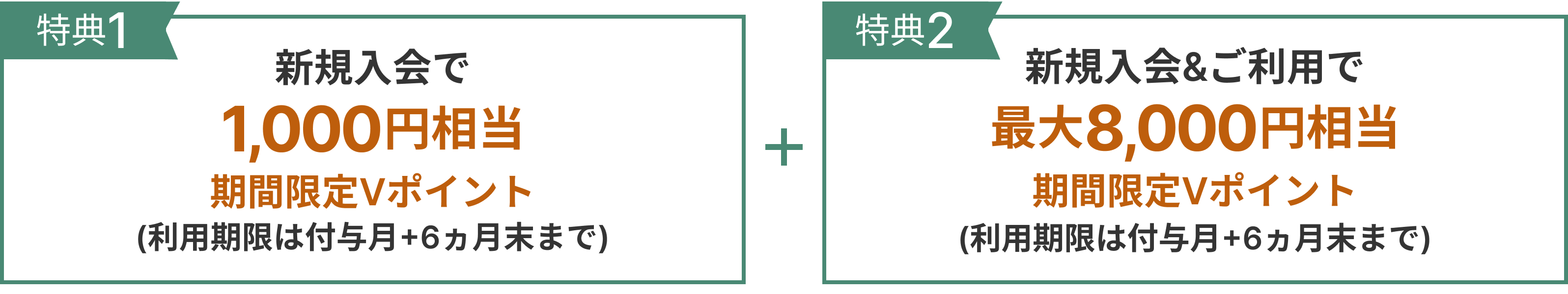 特典1新規入会＆ご利用で最大5,000円相当期間限定Vポイント＋特典2新規入会＆タッチ決済ご利用で最大3,000円分Vポイントギフトコード
