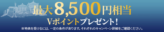 三井住友カード ビジネスオーナーズ ゴールド、三井住友ビジネスカード for Owners（ゴールド）最大10,000円相当のVポイントプレゼント!