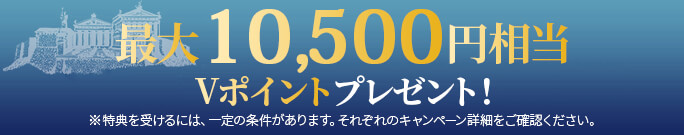 三井住友カード ビジネスオーナーズ ゴールド、三井住友ビジネスカード for Owners（ゴールド）最大10,000円相当のVポイントプレゼント!