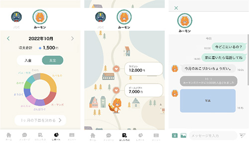 「かぞくのおさいふ」利用明細イメージ
