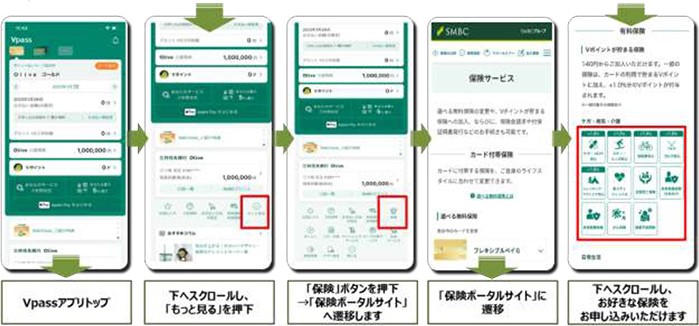 Vpassアプリからの保険お申込み イメージ