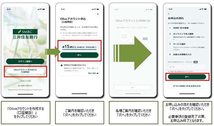 「三井住友銀行アプリ」からのお申し込みイメージ