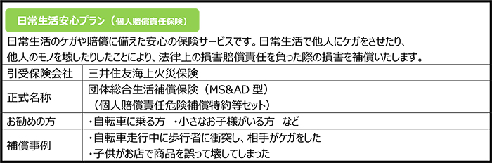 日常生活安心プラン（個人賠償責任保険）