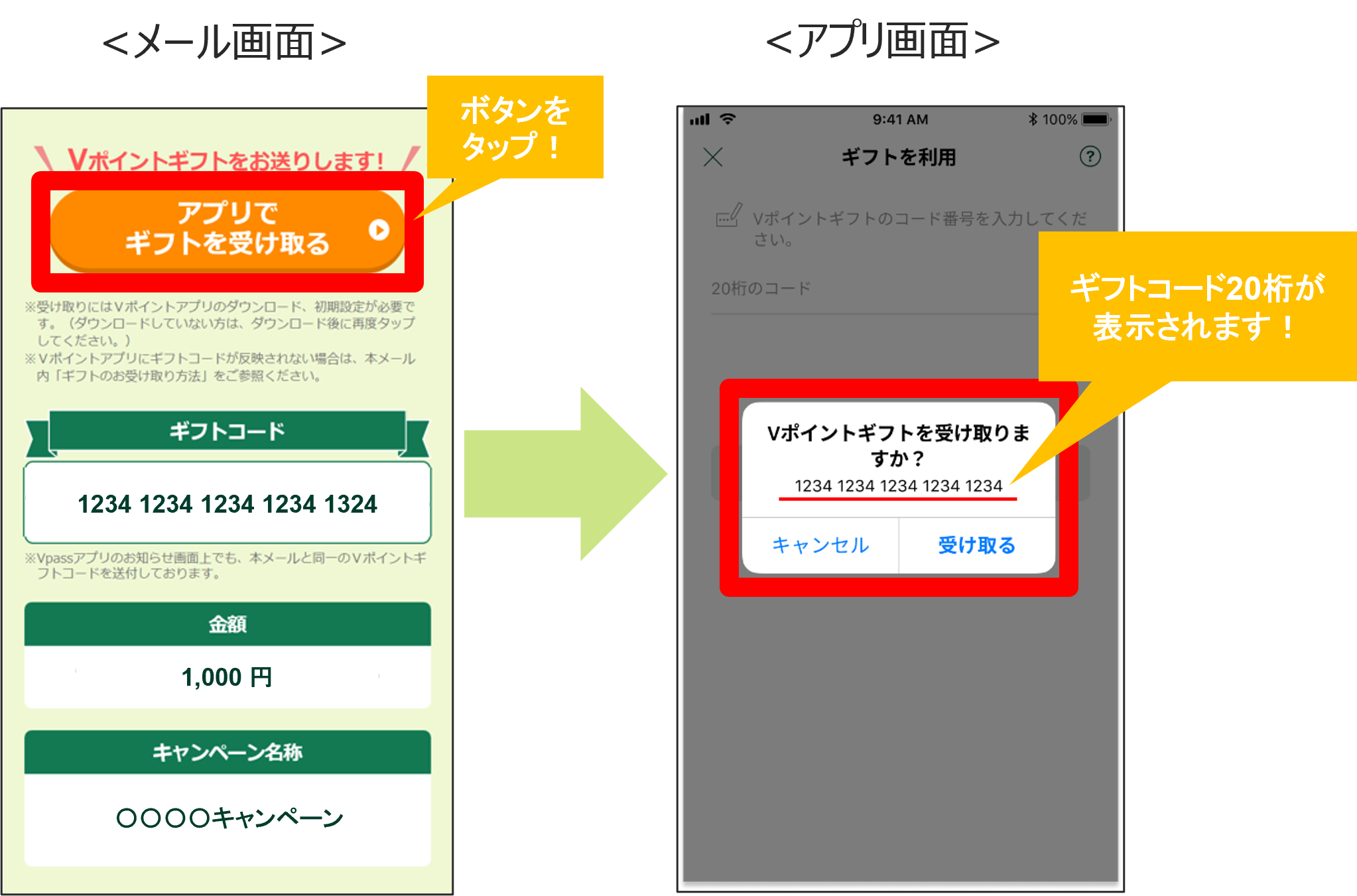 Vポイントギフトの受け取り　イメージ