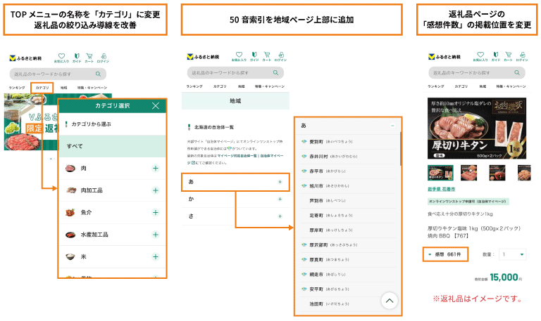「Vふるさと納税」サイトの改修　イメージ