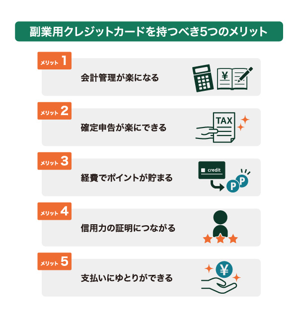 副業用クレジットカードを持つべき5つのメリット