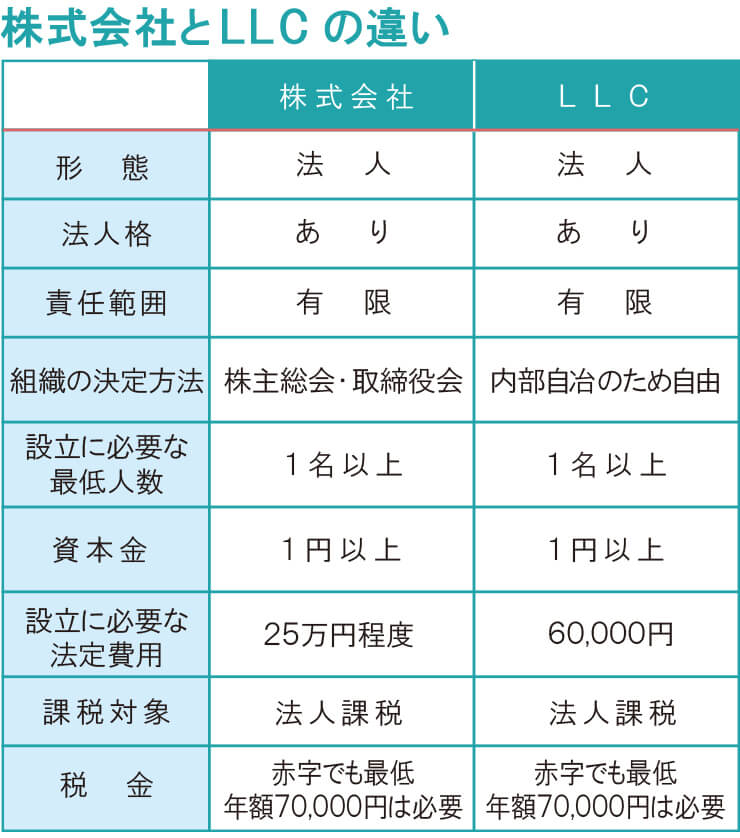 株式会社とLLCとの違い