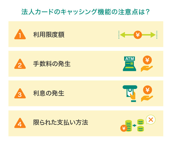 法人カードのキャッシング機能の注意点は？