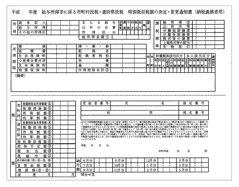 税額通知書の写し　イメージ