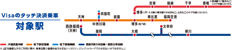 Visaのタッチ決済乗車対象駅マップ