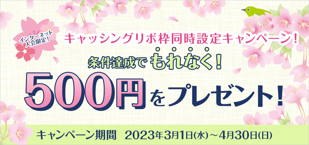 もれなく500円がもらえる！キャッシングリボ枠同時設定キャンペーン実施中！