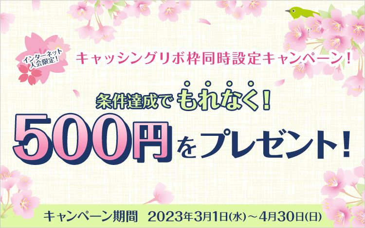 もれなく500円がもらえる！キャッシングリボ枠同時設定キャンペーン実施中！