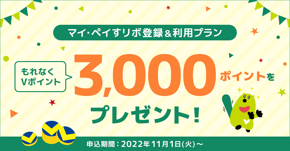 もれなくVポイント3,000ポイントがもらえる!マイ・ペイすリボ登録&利用プラン