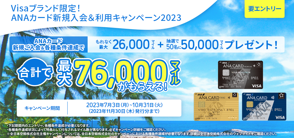 Visaブランド限定！ANAカード新規入会＆利用キャンペーン2023