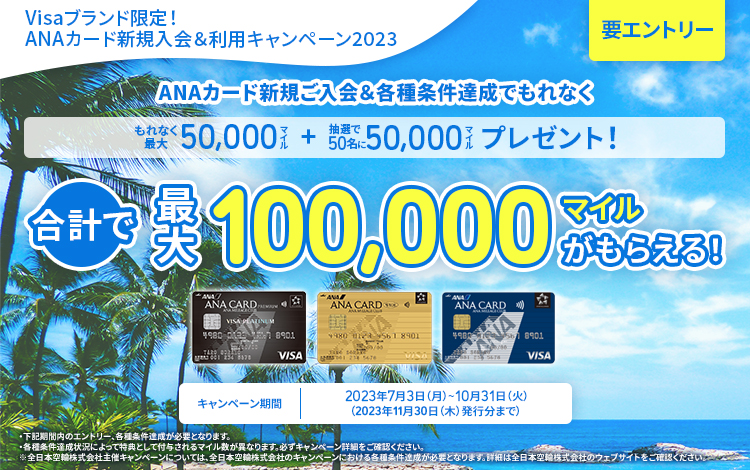 Visaブランド限定！ANAカード新規入会＆利用キャンペーン2023