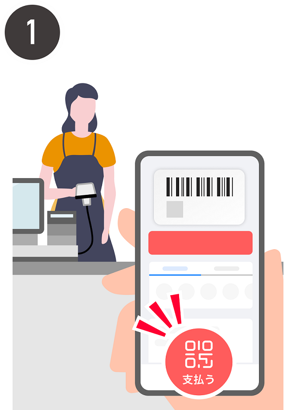 PayPayアプリを立ち上げ、ホーム画面の「支払う」を選択する